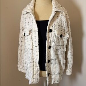 Zara ivory Textured woven shirt jacket Sz XS